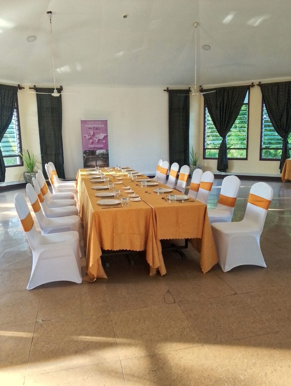 Formal dining table setting at the resort