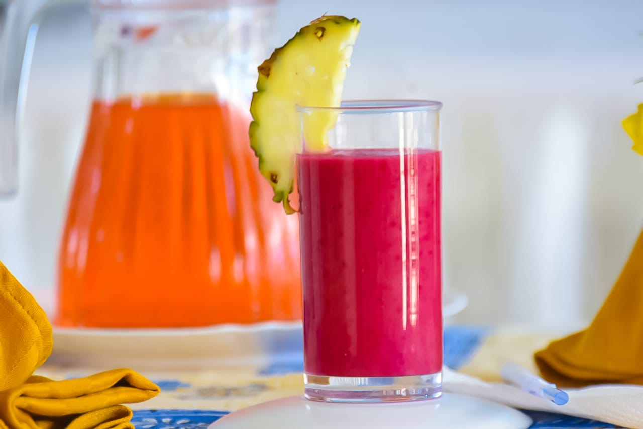 Fresh fruit juice served at the resort